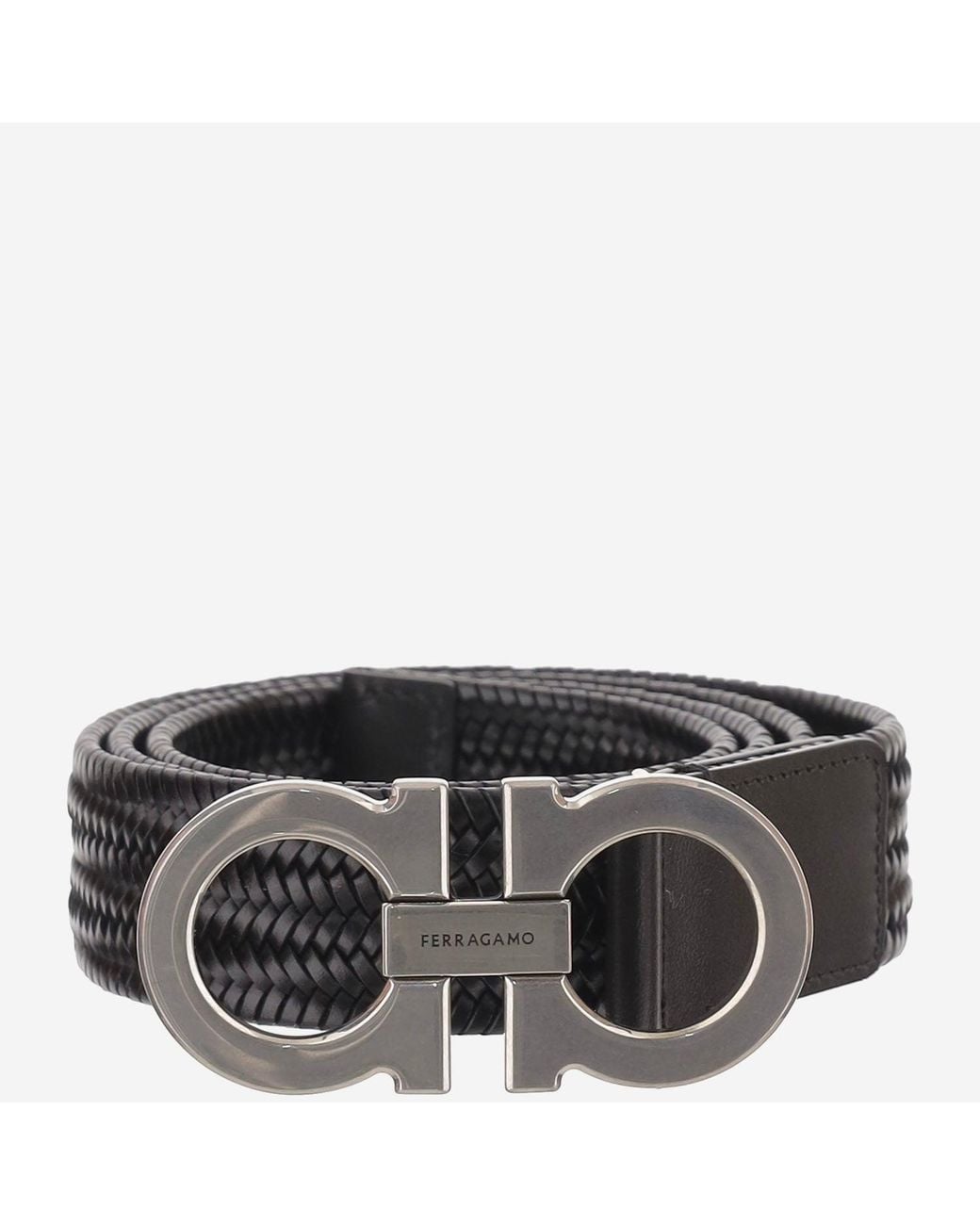 Ferragamo Black Braided Fabric Belt