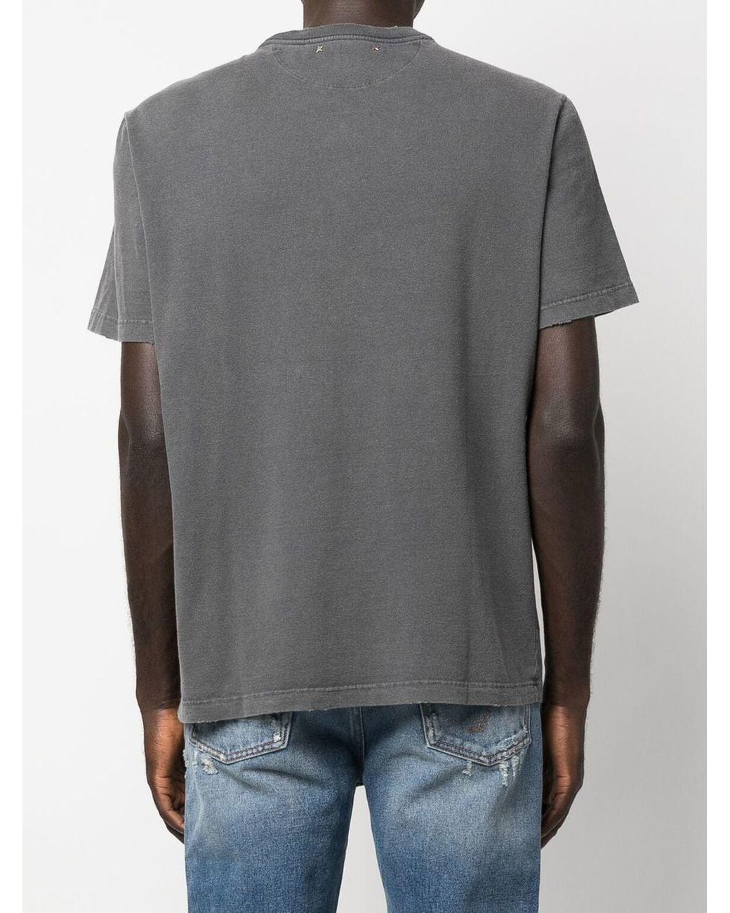Golden Goose Deluxe Brand Gray Golden M's Regular T Shirt Distressed Cotton Jersey With Logo