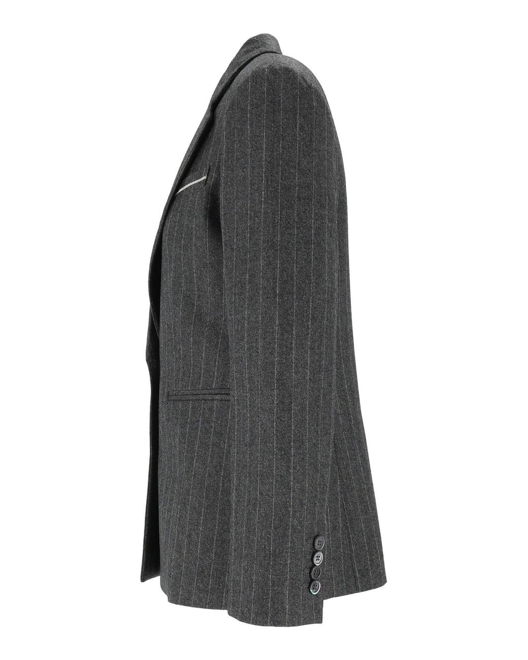 Peserico Black Structured Pinstripe Notched Lapel Blazer