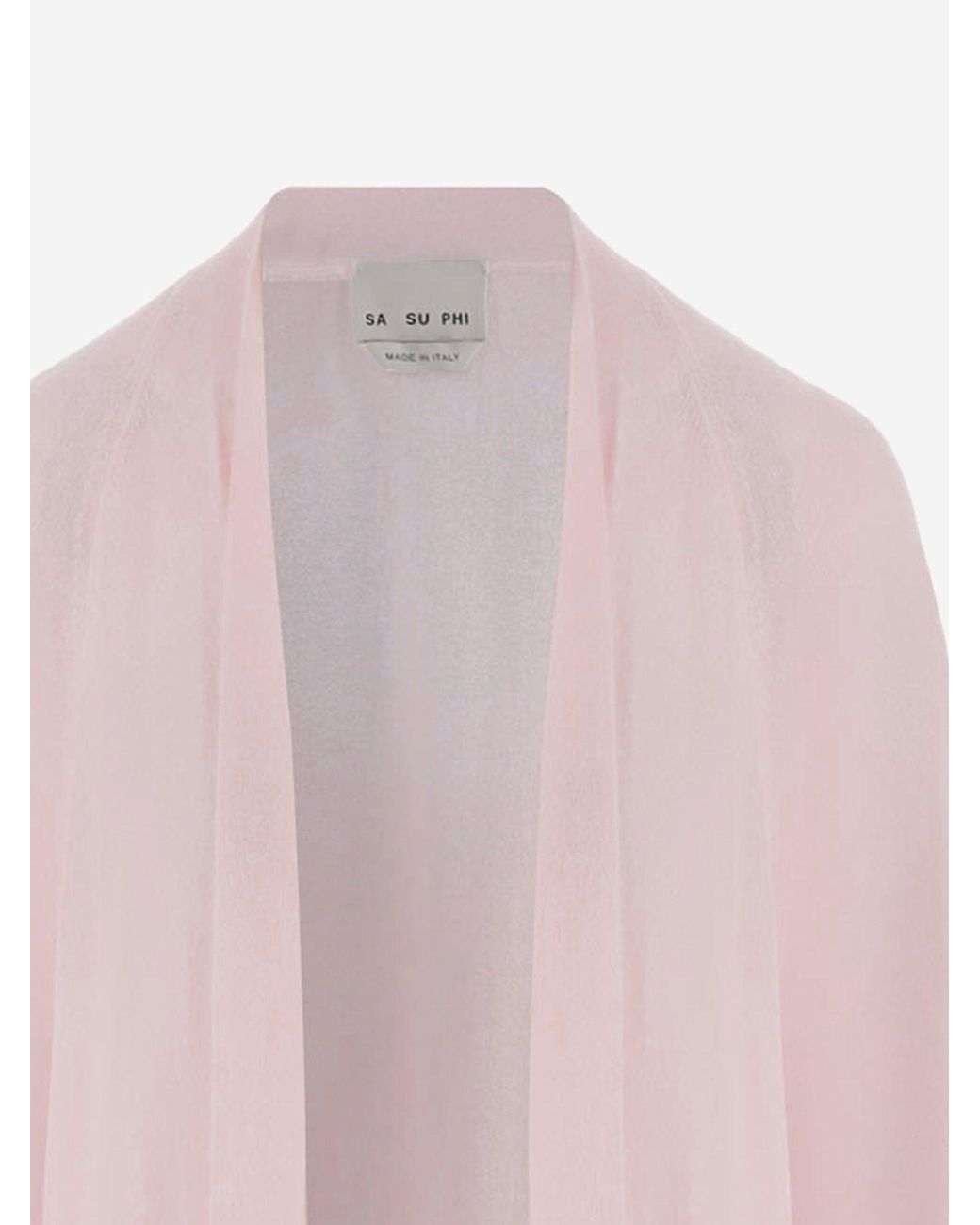 Sa Su Phi Pink Long Open Cashmere And Silk Knit