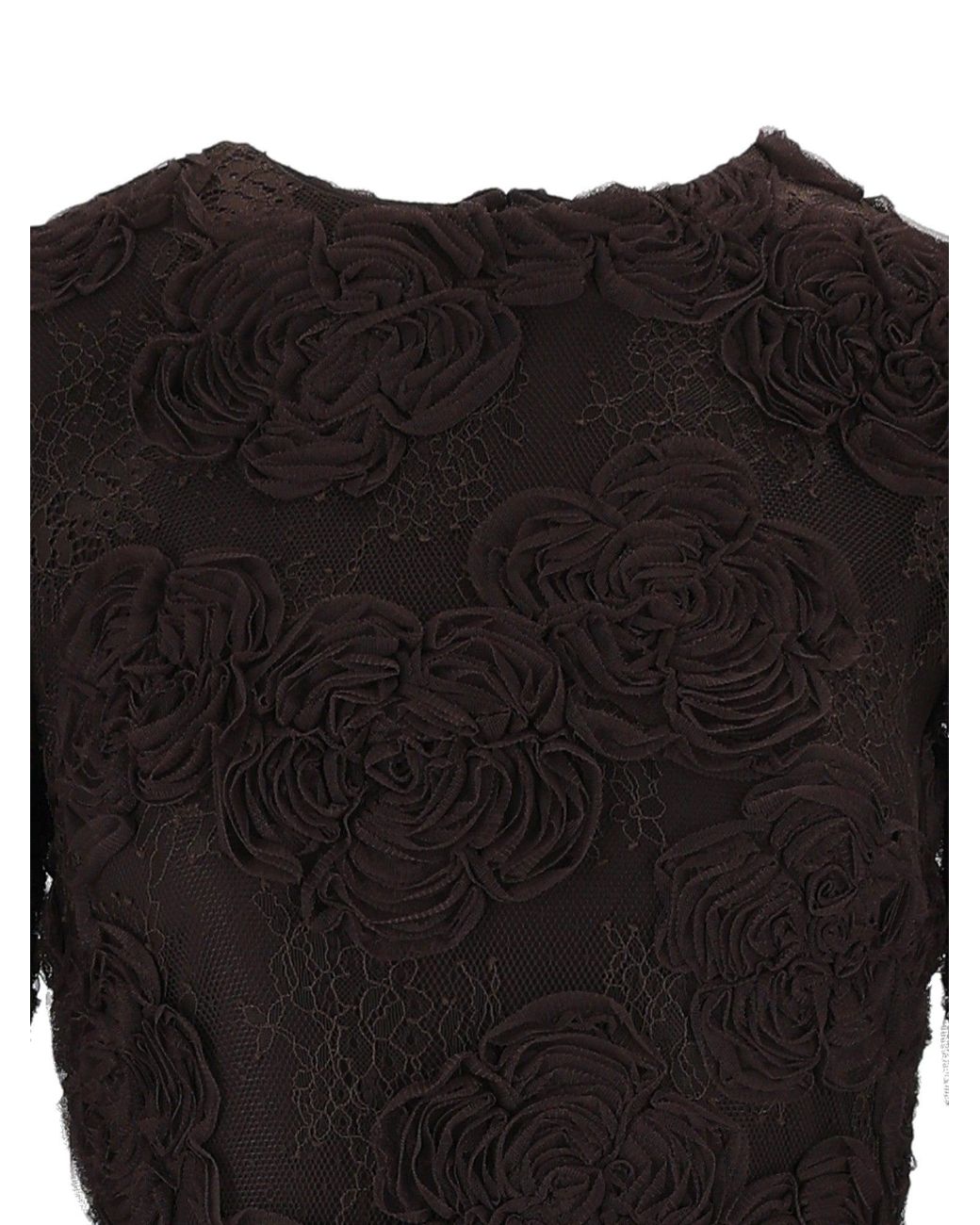ROTATE BIRGER CHRISTENSEN Black Tight-Fit 3D Floral Mini Dress