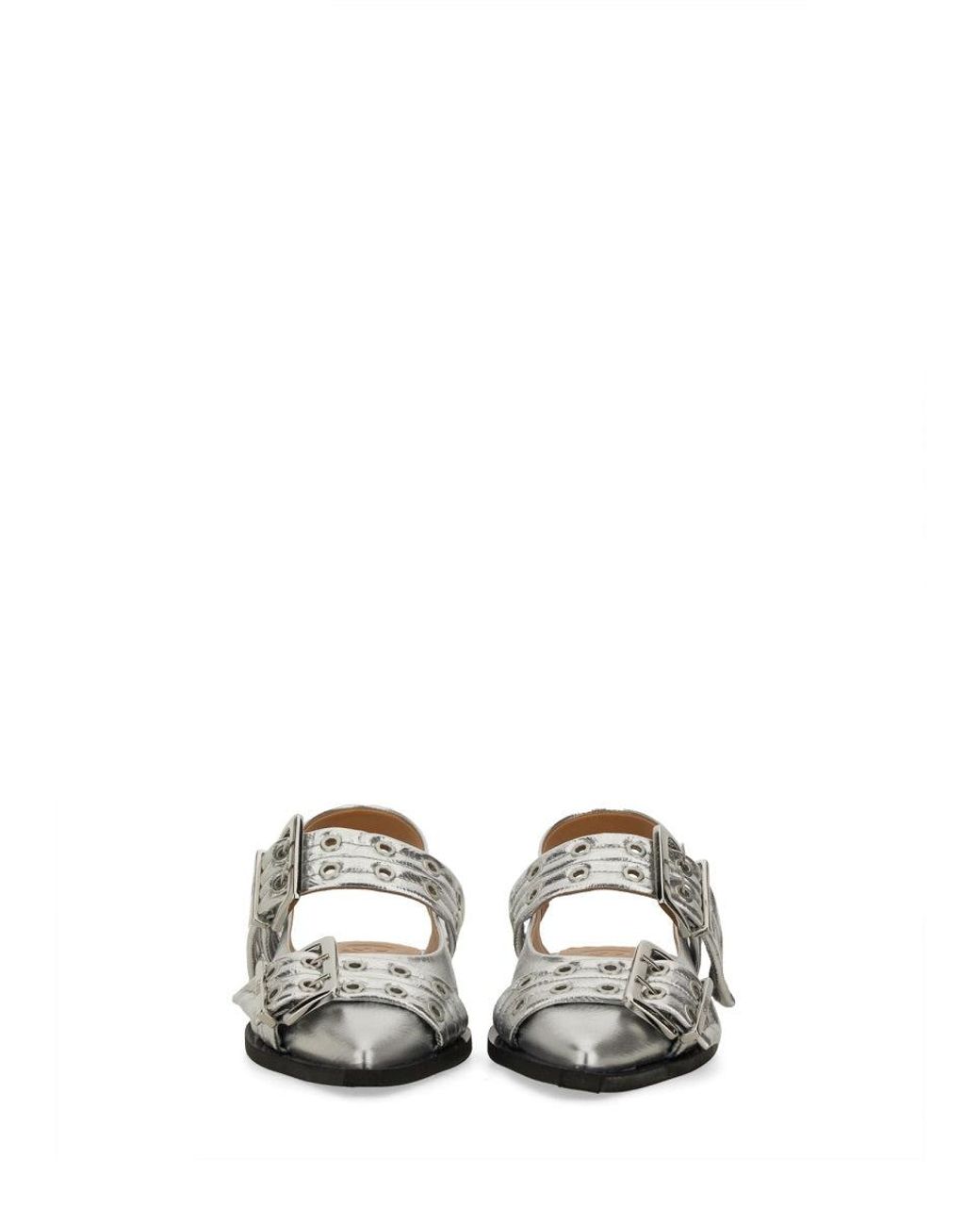 Ganni White Ballerina With Buckle