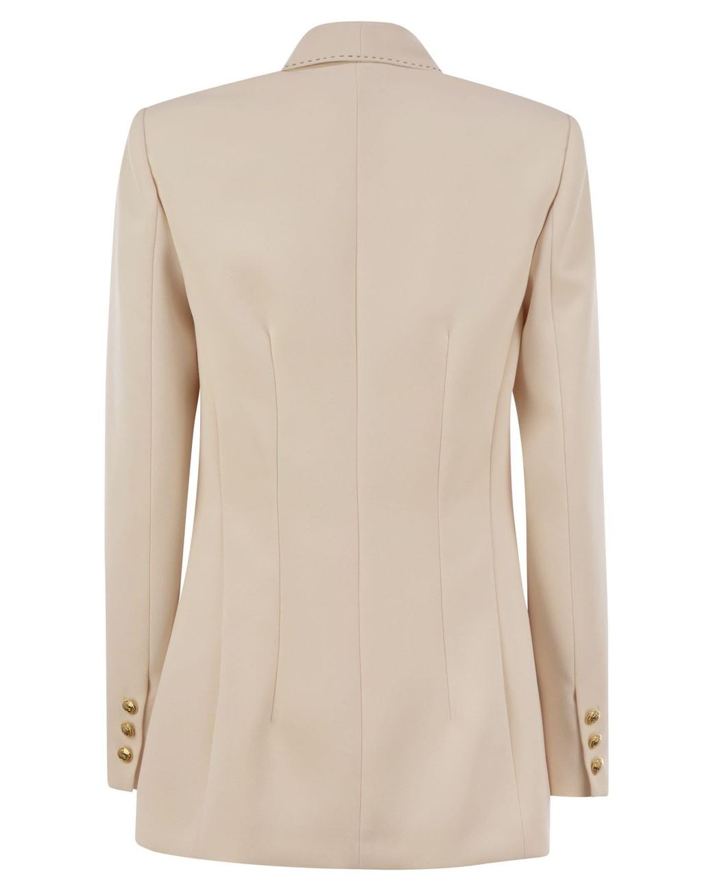 Elisabetta Franchi Natural Crepe Jacket With Contrasting Topstitching