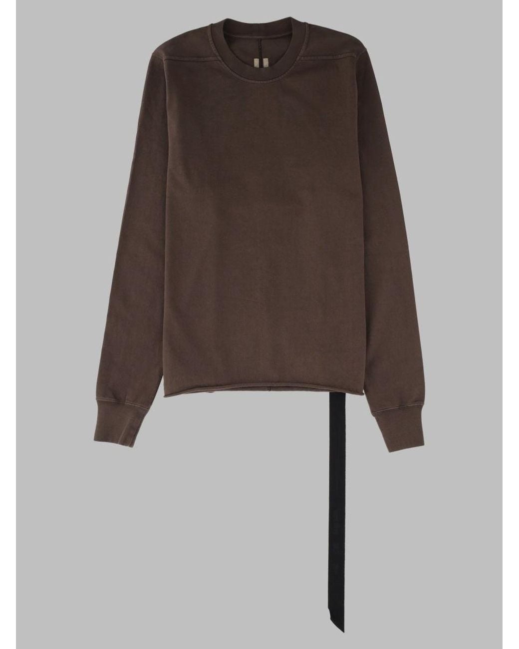 Rick Owens Brown Asymmetrical Hem Long-Sleeve Cotton T-Shirt for men
