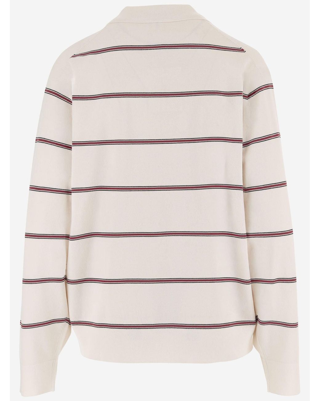 THE GARMENT Natural Knit Jumper Ecru-Burgundy- Stripe Ecru/Burgundy/ Viscose (Fsc) Polyester