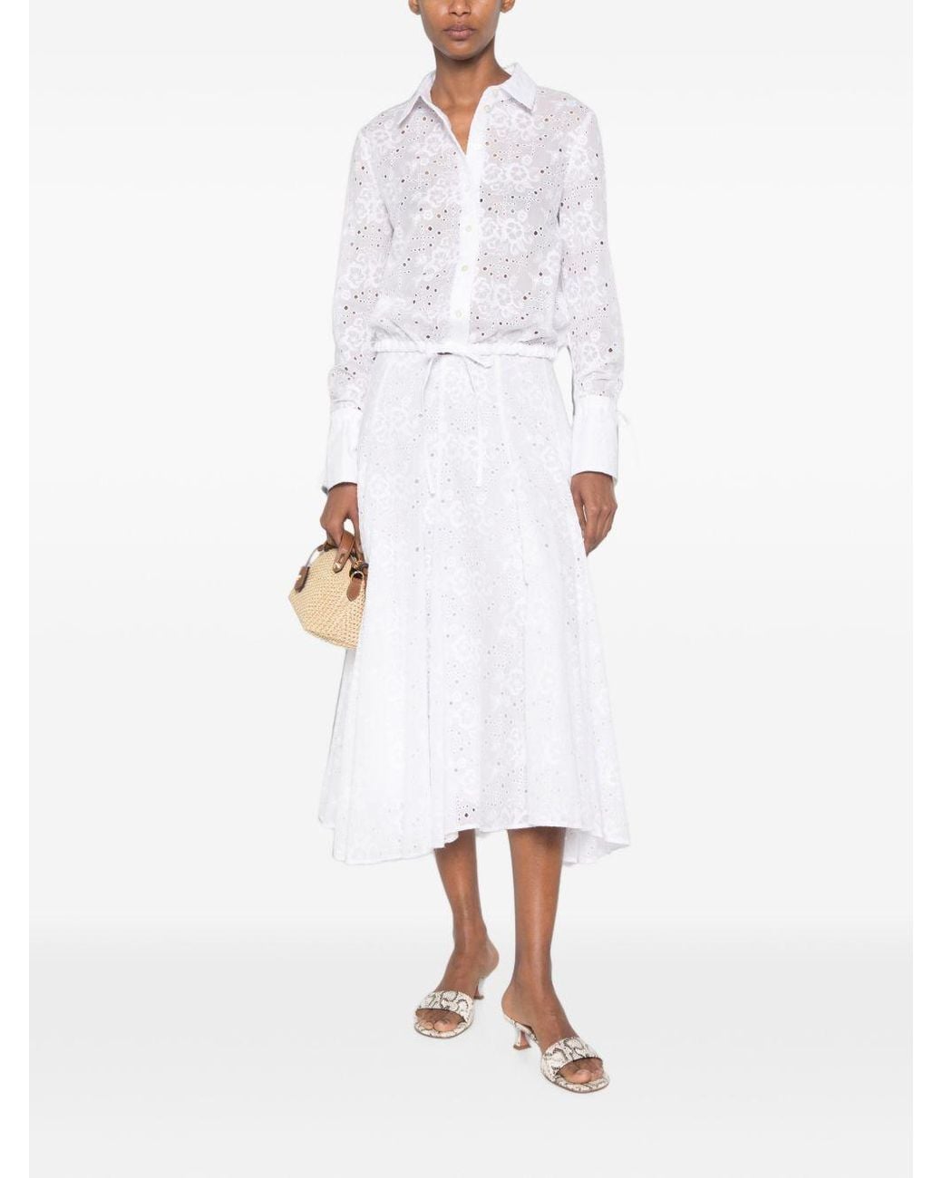 Tory Burch White Eyelet Cotton Blouse