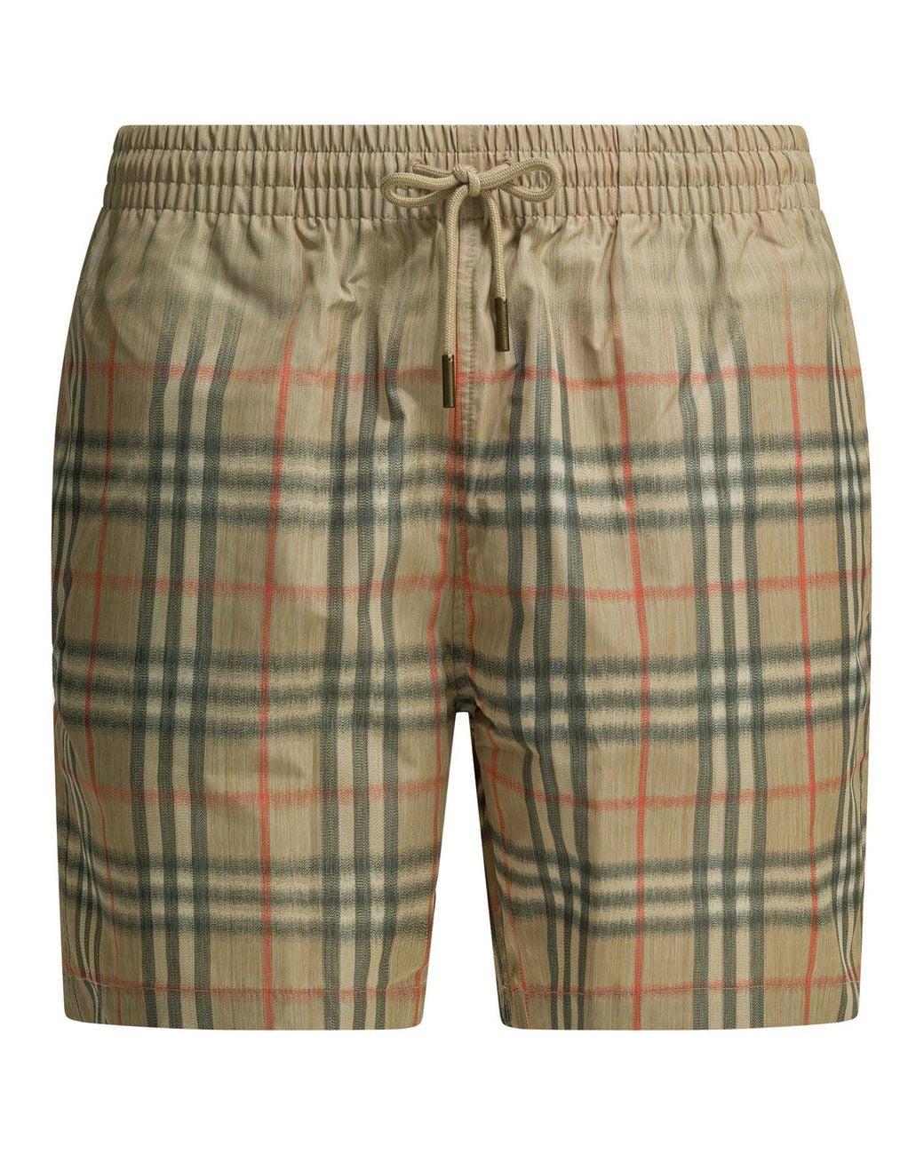 Burberry Green Check Polyester Swim Shorts for men