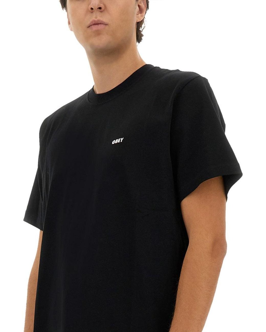 Obey Black T-Shirt With Logo for men