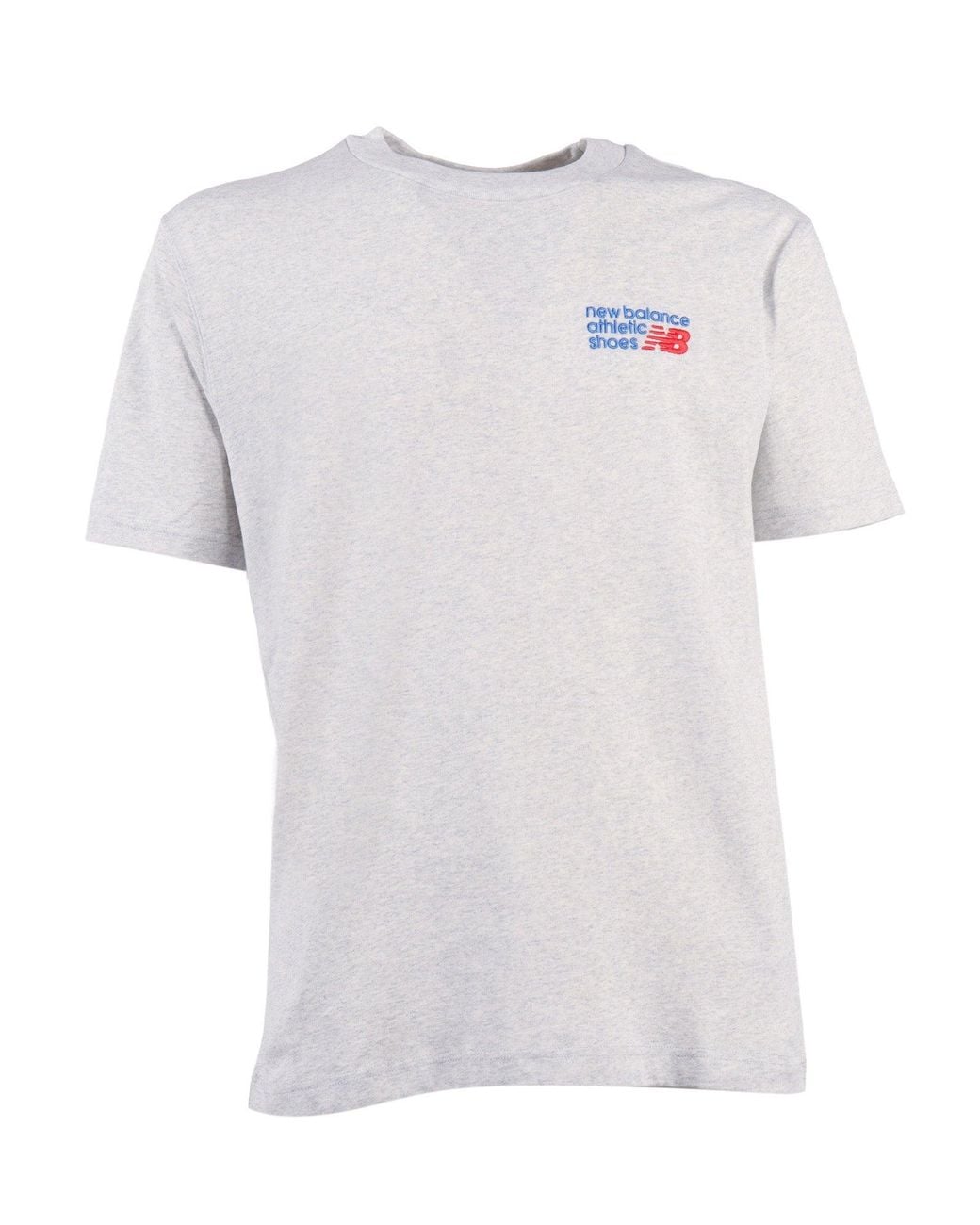 New Balance White Athletics Premium Logo T Shirt Ash Heather
