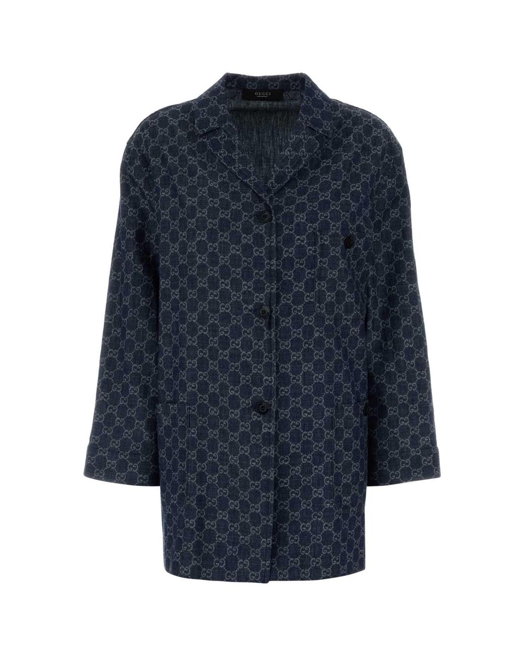 Gucci Blue Gg Dedim Blazer