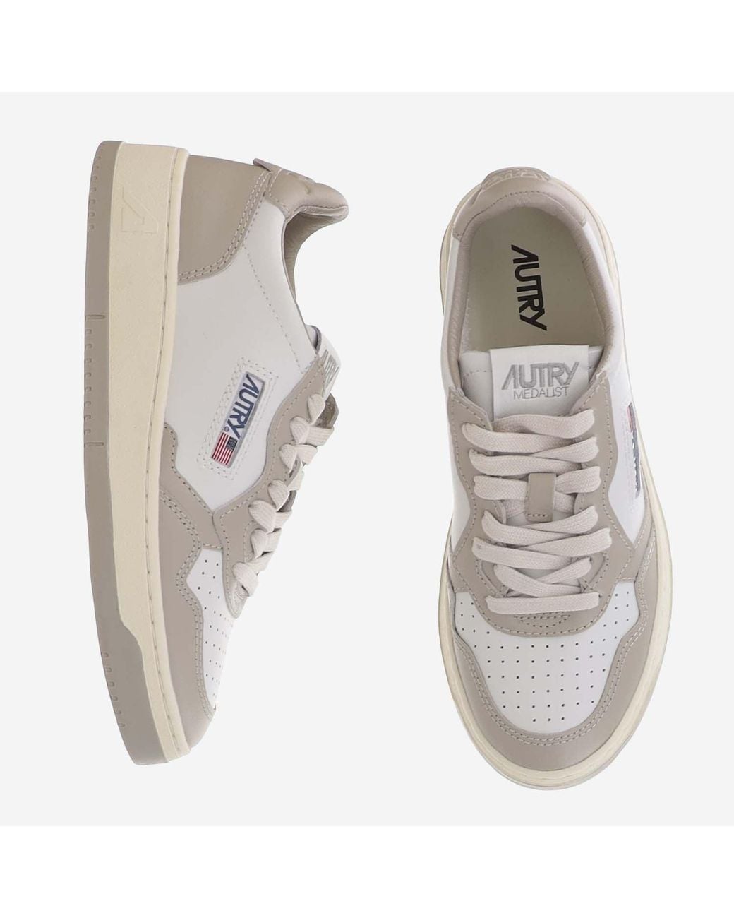 Autry Gray Medalist Color-Block Panel Leather Sneakers