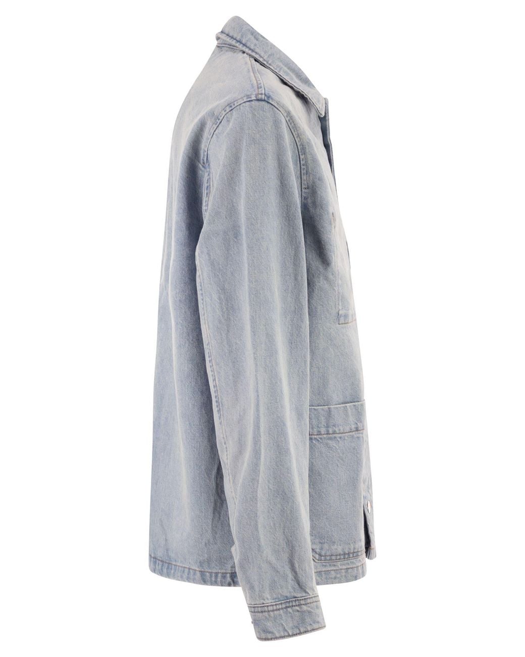A.P.C. Gray Cotton Denim Jacket With Patch Pockets