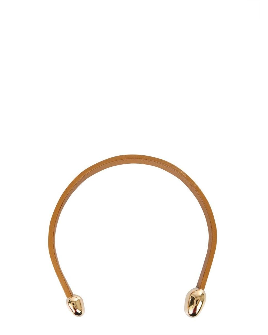 Bottega Veneta Metallic Leather Necklace Brass Necklaces