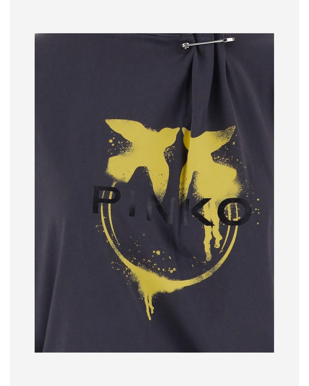 Pinko Blue Long Sleeved Cotton T Shirt With Logo