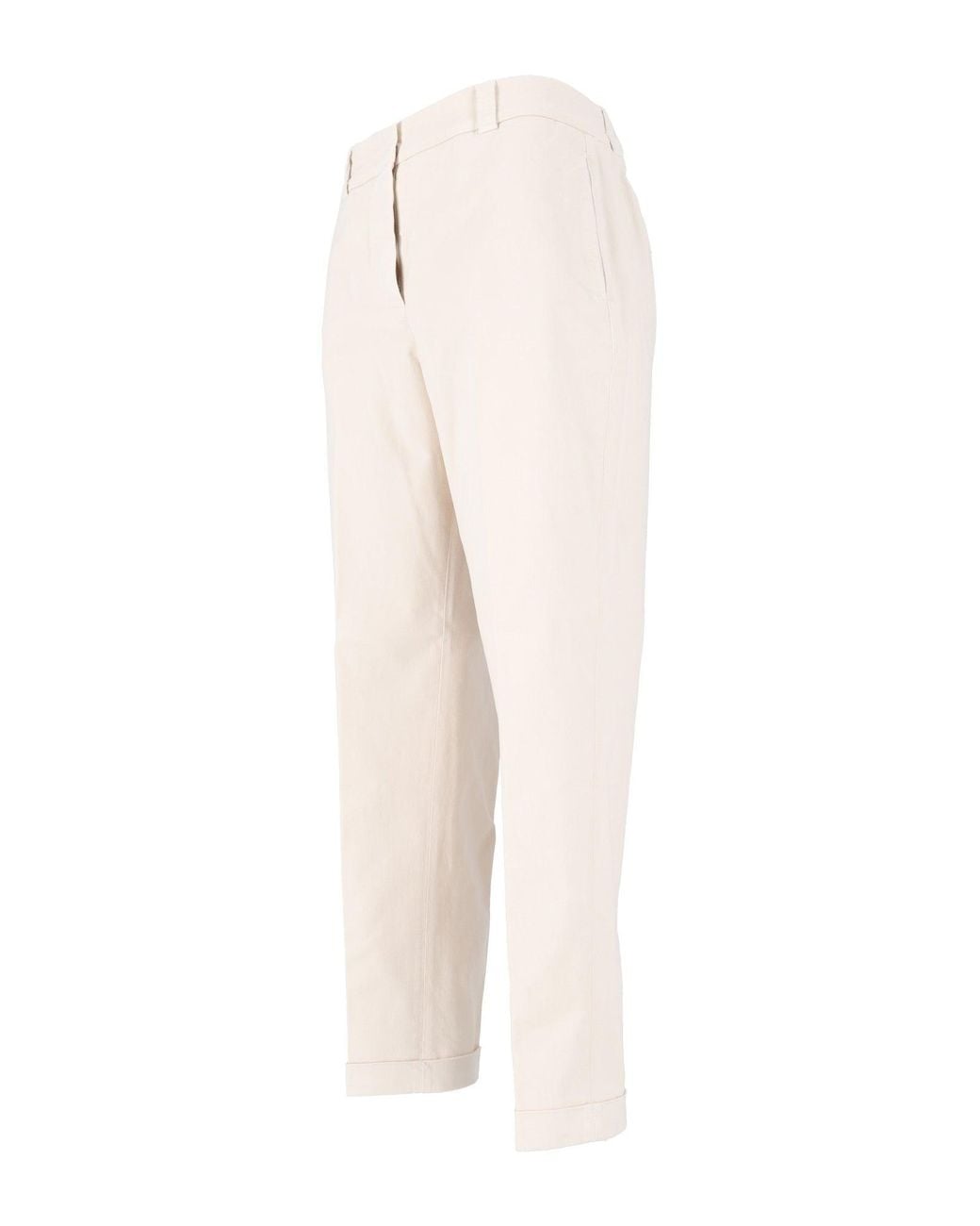 Peserico White Cropped Minimalist Tailored Cropped Pants