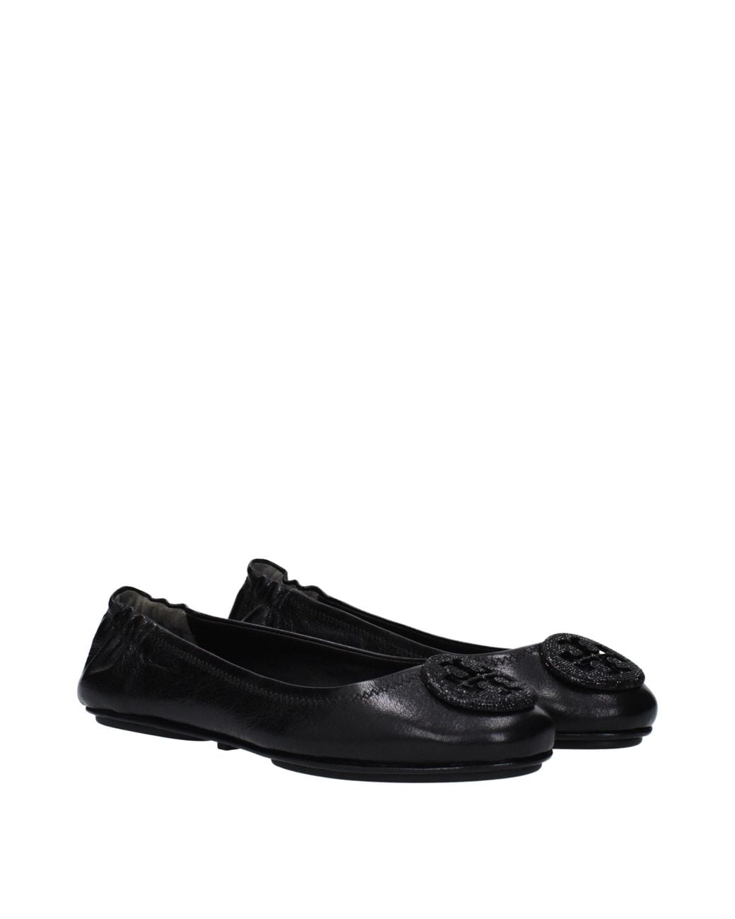 Tory Burch Black Minnie Travel Ballerina Leather