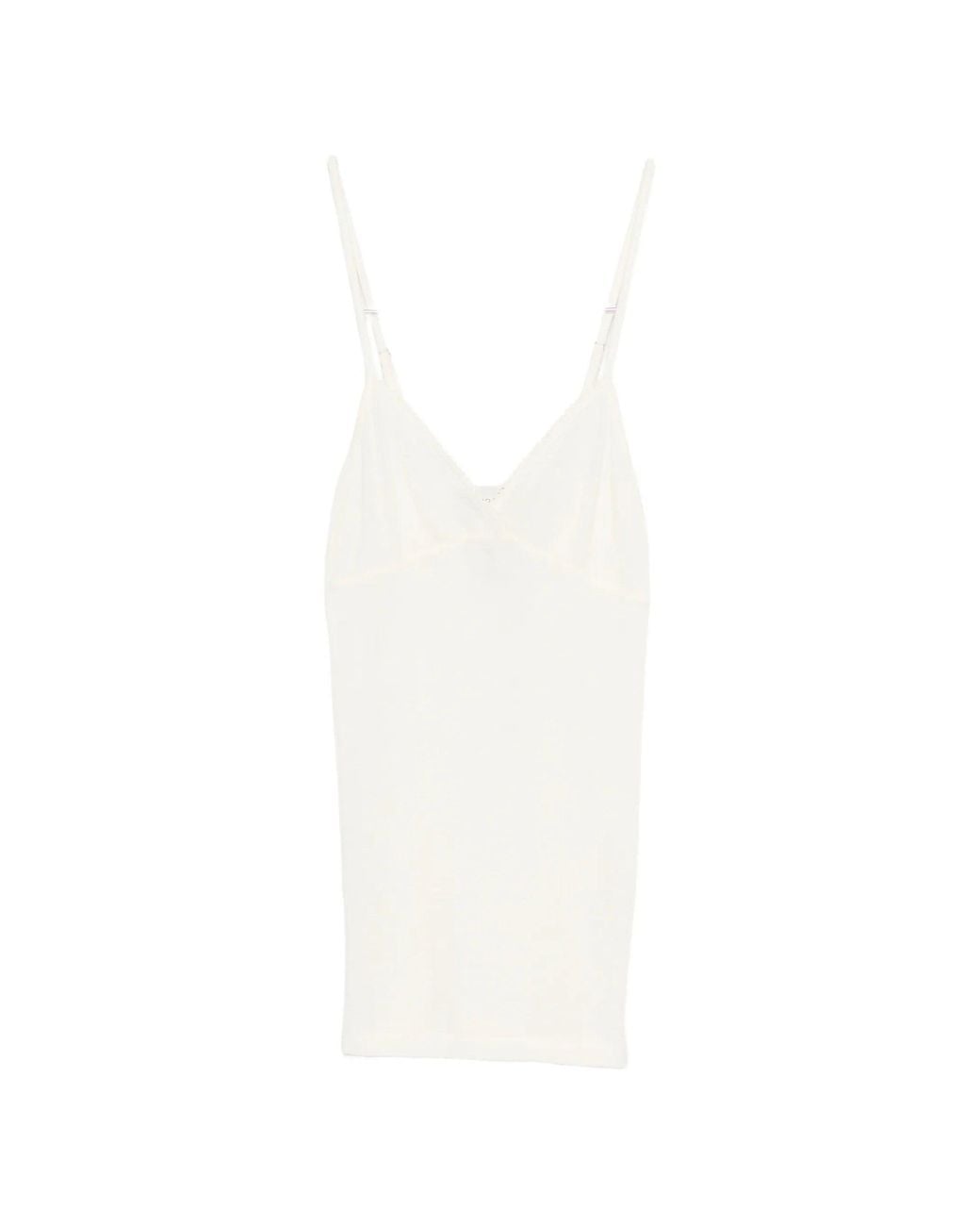 Forte_forte White Embroidered Wool Ribbed Jersey Tank Top