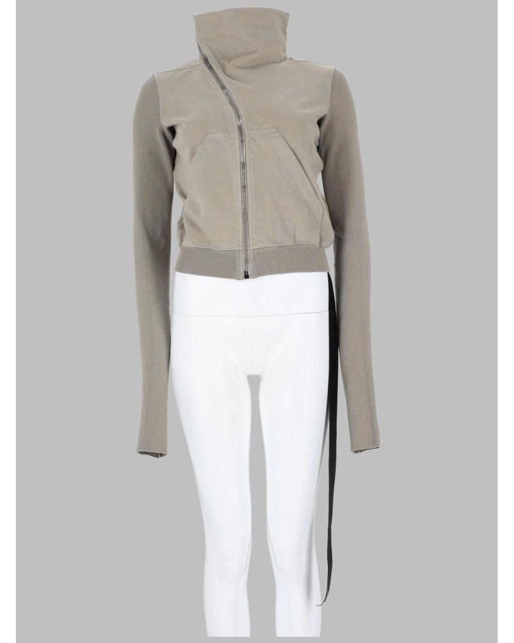 Rick Owens White Mountain Cropped Asymmetrical Zip Cotton Jacket