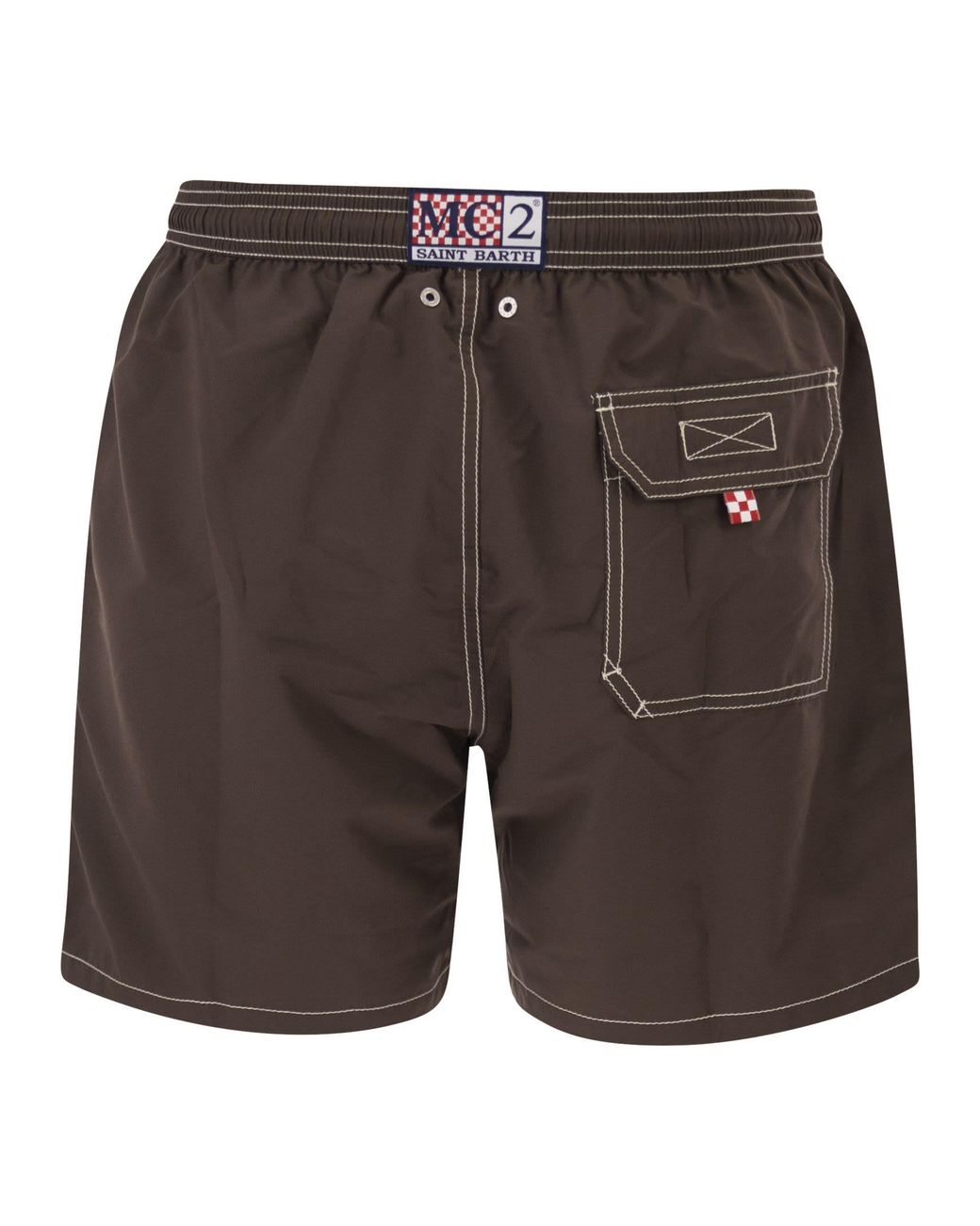 Mc2 Saint Barth Gray Beach Shorts With Logo