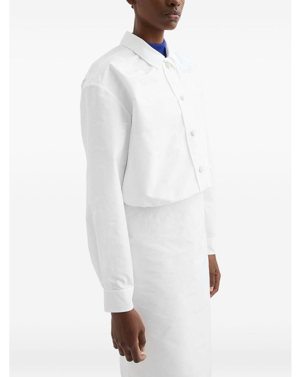 Jil Sander White Cropped Blouson Jacket