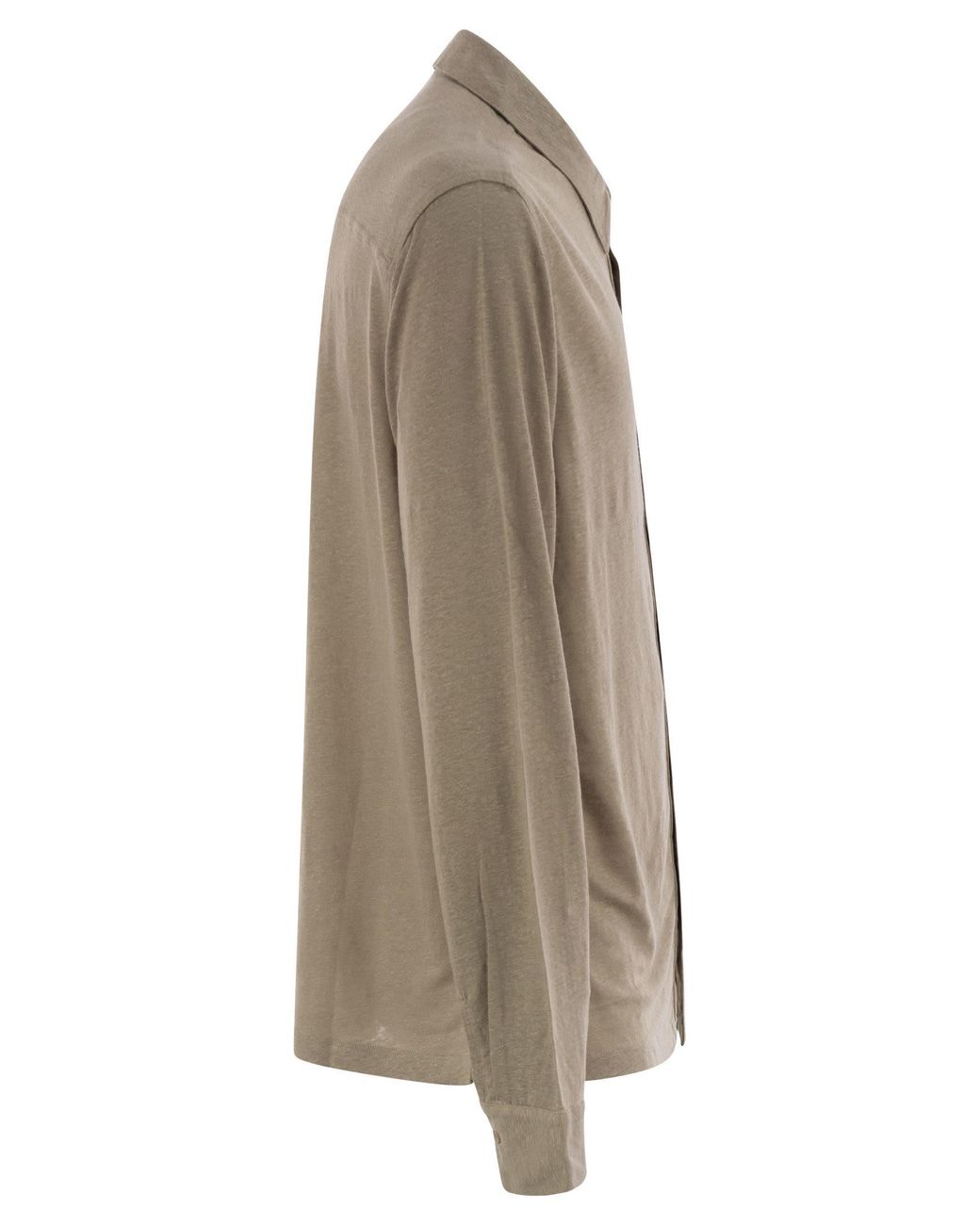 Majestic Brown Linen Long-Sleeved Shirt for men