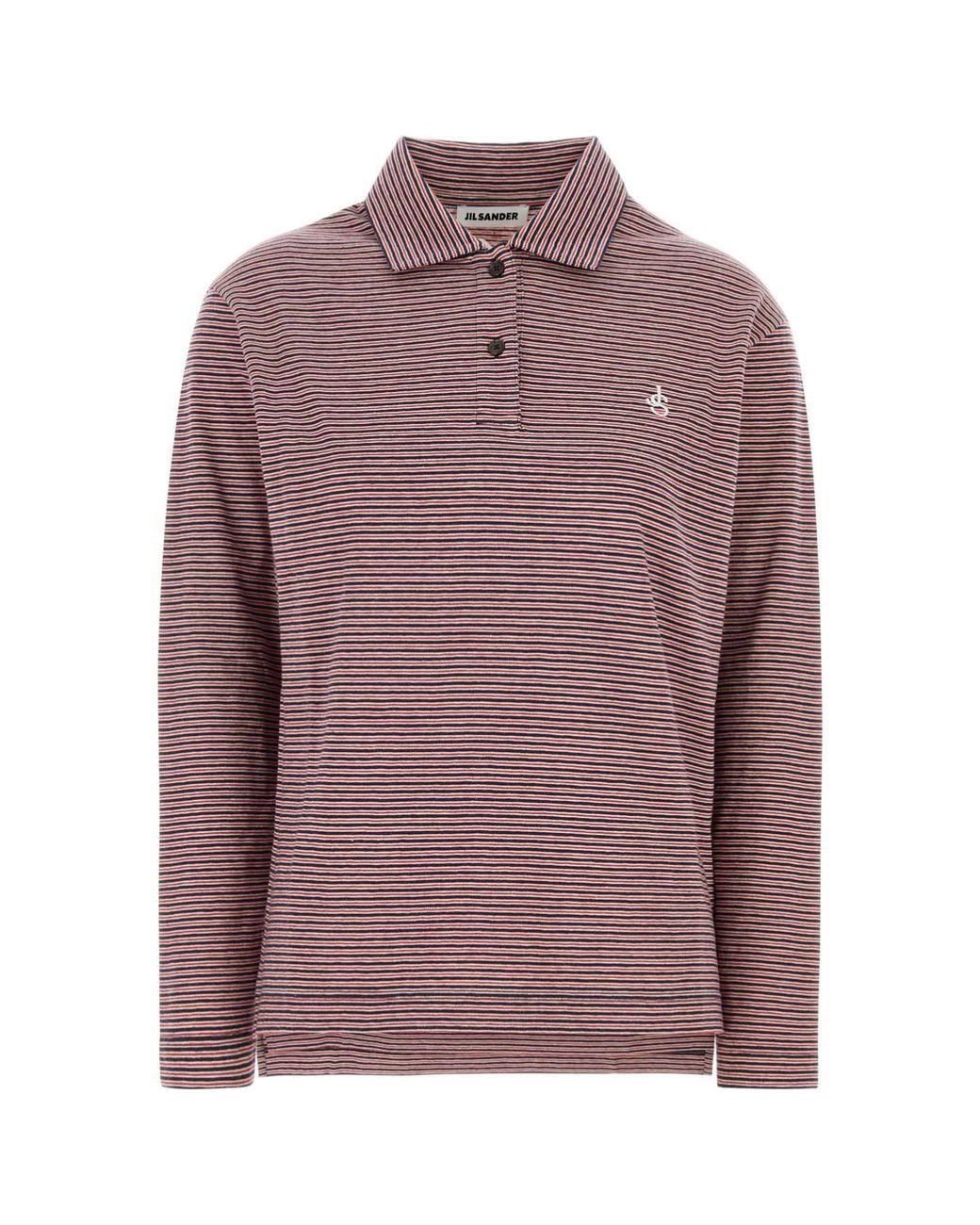 Jil Sander Purple Embroidered Cotton Oversize Polo Shirt