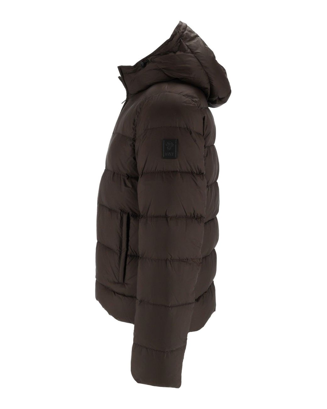 Fay Black Hooded Horizontal Quilted Down Jacket