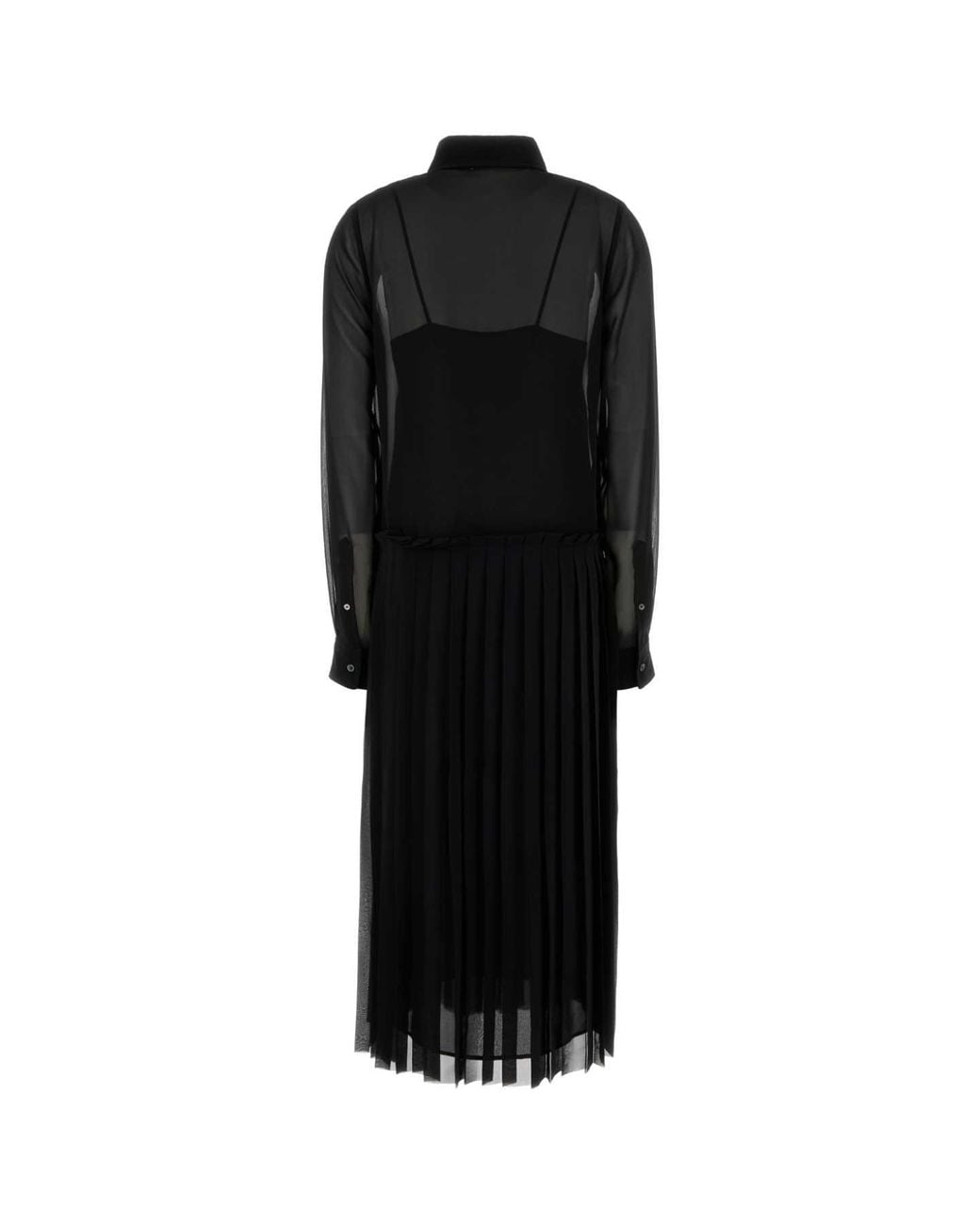 AMI Black Pleated Midi Dress