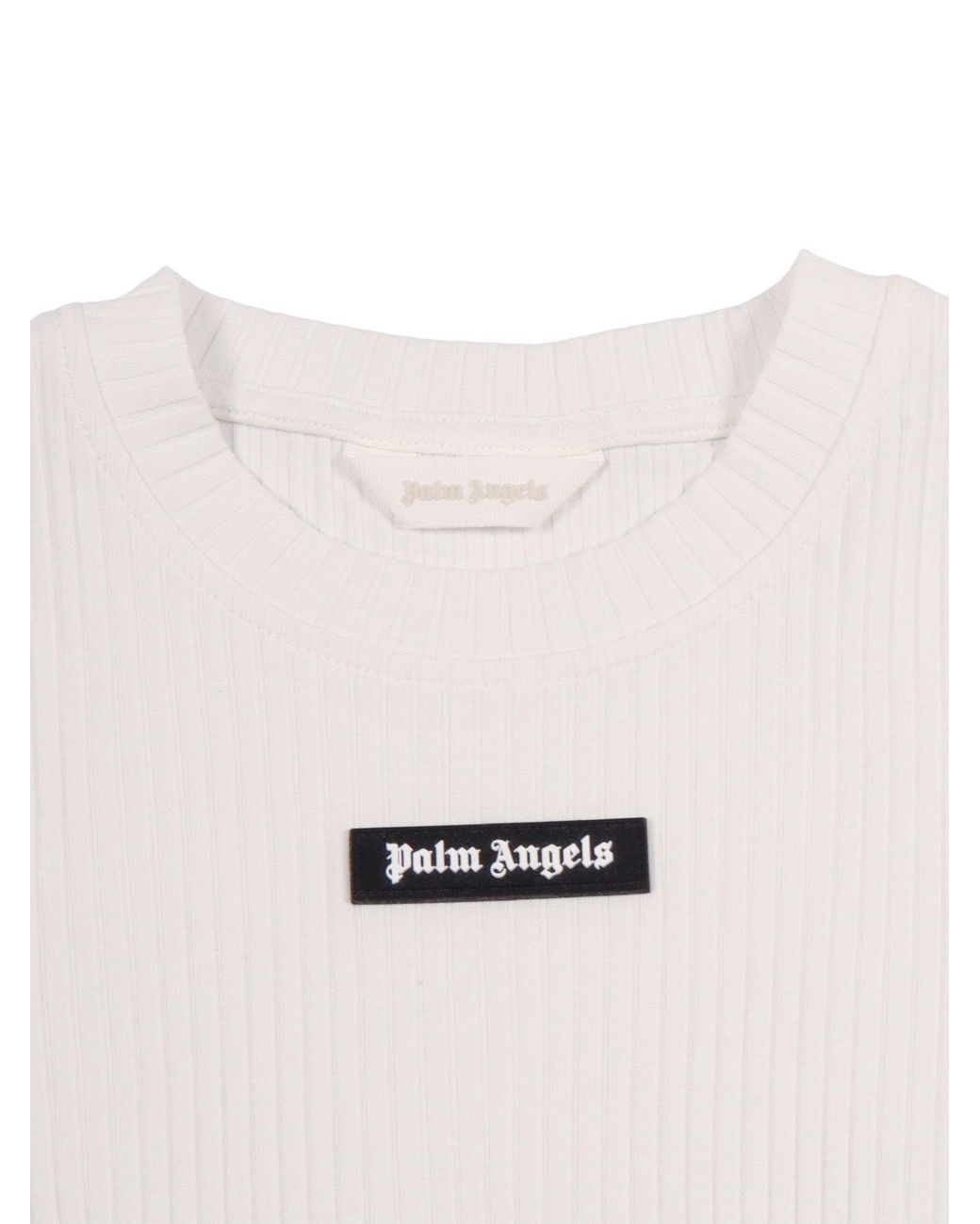 Palm Angels White Logo Rib Baby Tee S/S Girl for men