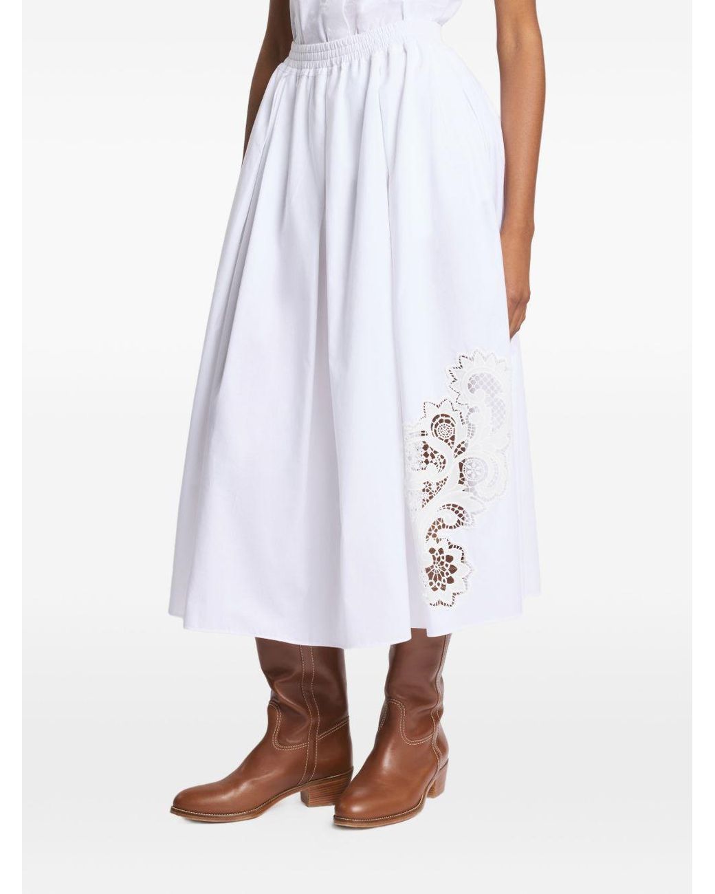 Fay White Cotton Long Skirt
