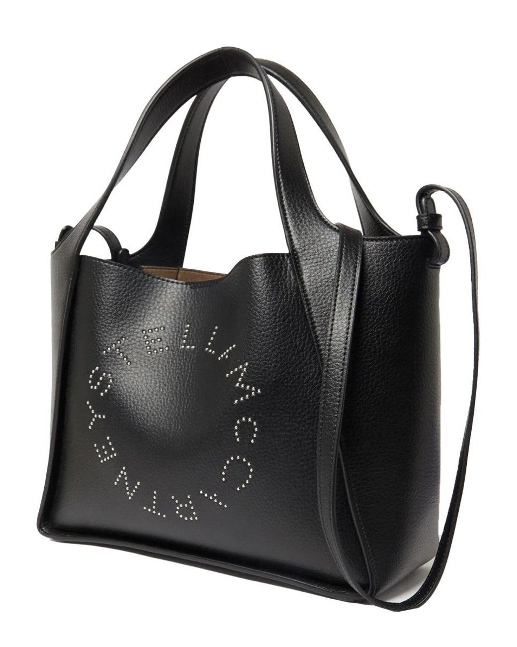 Stella McCartney Black Tote Bag With Logo Polyamide Shoulder