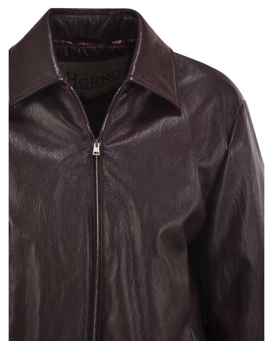 Herno Black Faux Leather-Effect Padded Bomber Jacket
