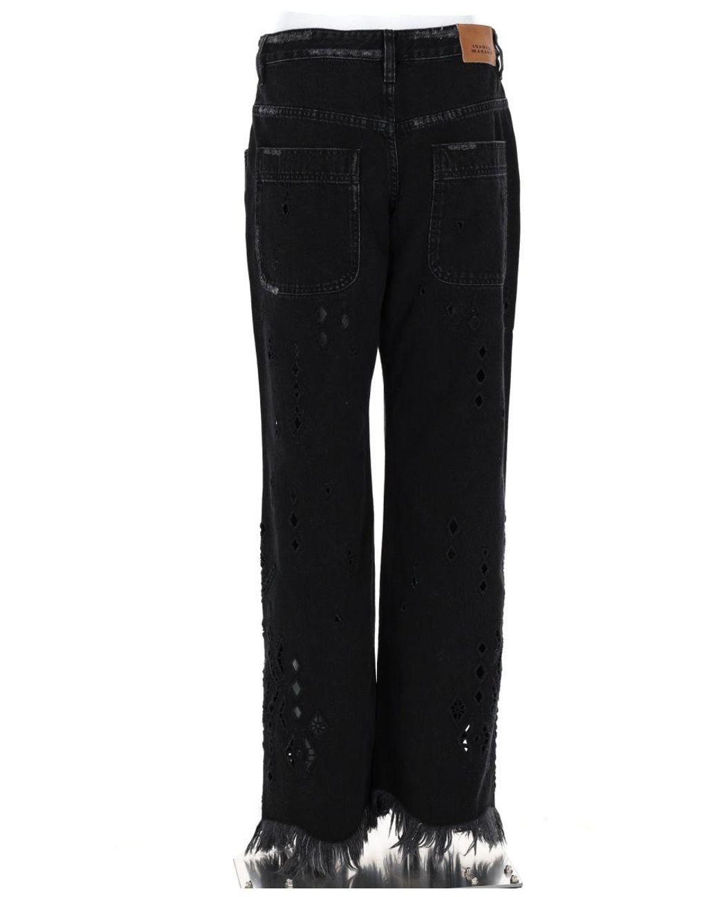 Isabel Marant Black Wide-Leg Trousers Amia Cotton