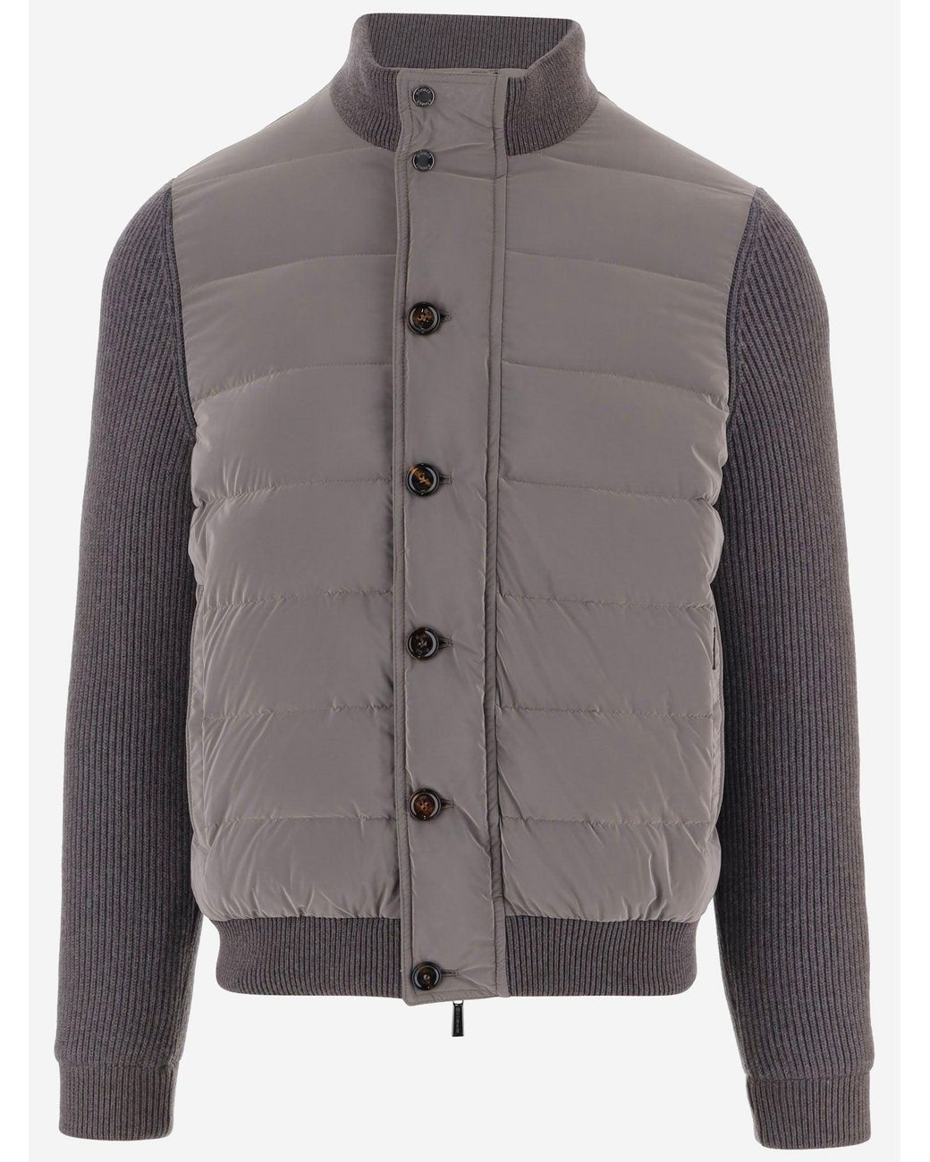 Moorer Gray Hybrid Jacket Benci With Knitted Sleeves Polyamide