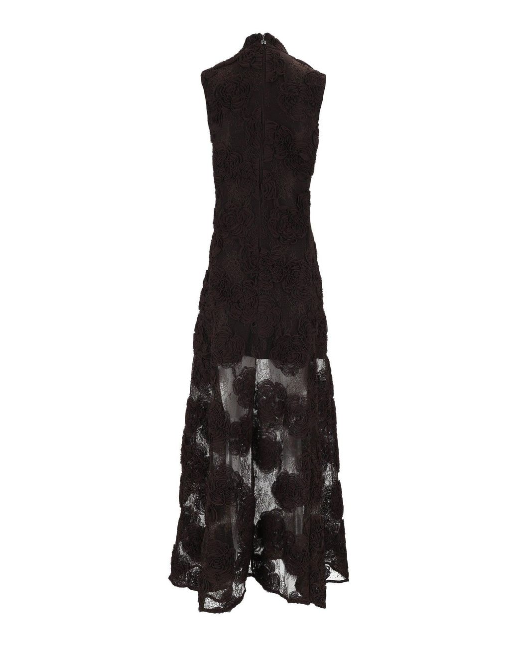 ROTATE BIRGER CHRISTENSEN Black Slim-Fit 3D Floral Maxi Dress