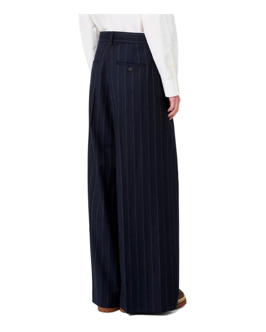 Weekend by Maxmara Blue Nebbie Pinstripe Trousers