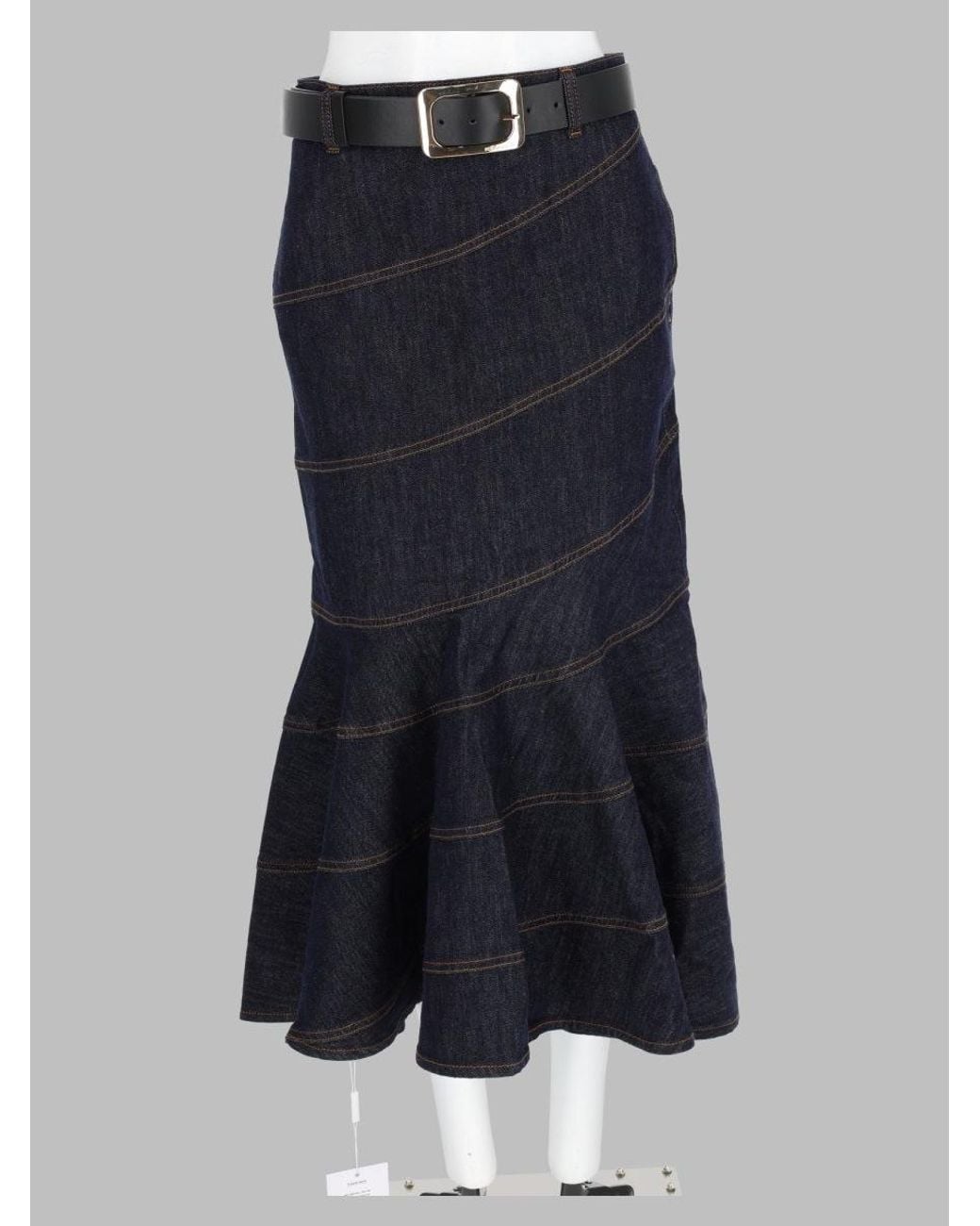 Self-Portrait Blue Cotton-Blend Stretch Skirt