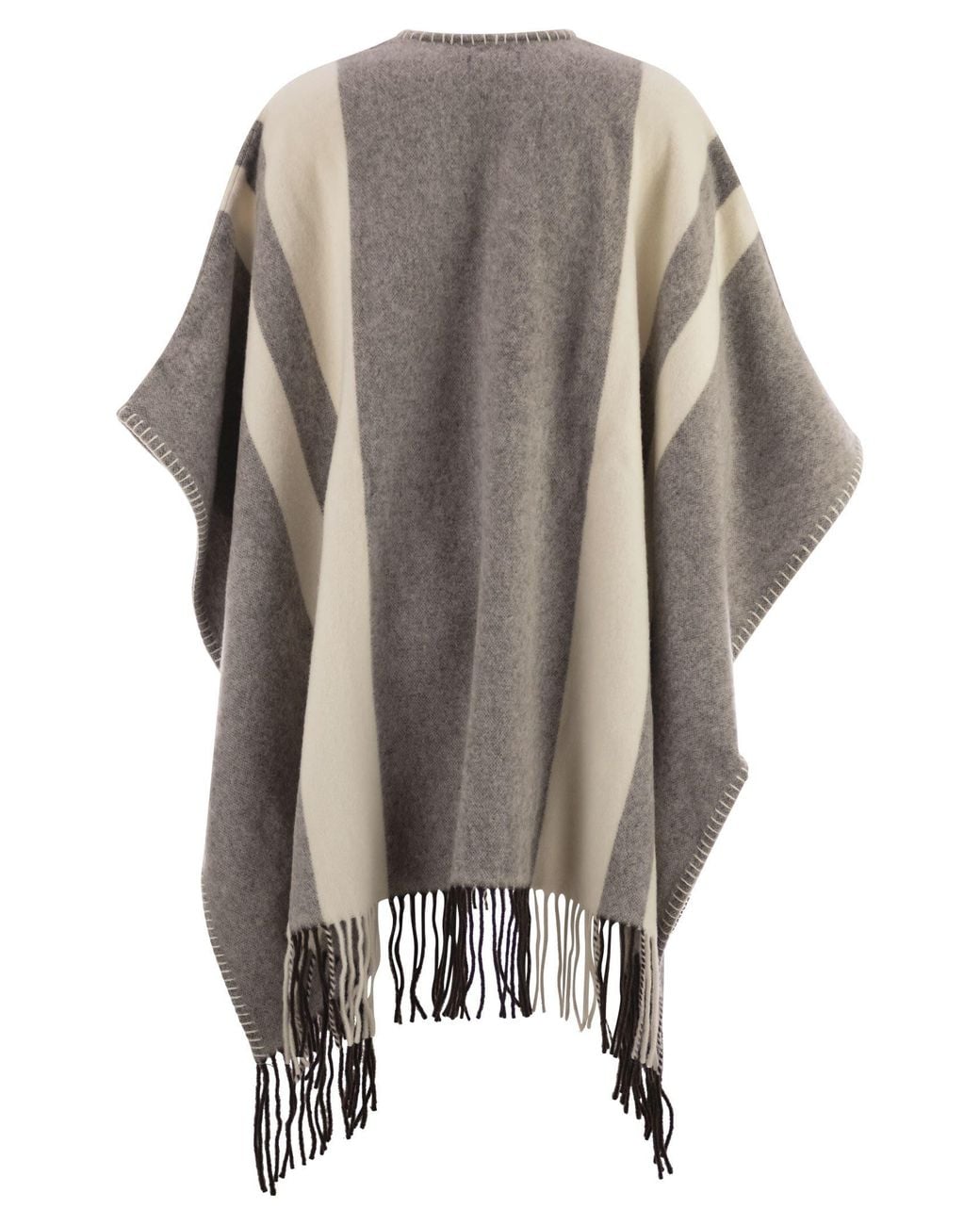 Fay Black Wool Poncho With Hook