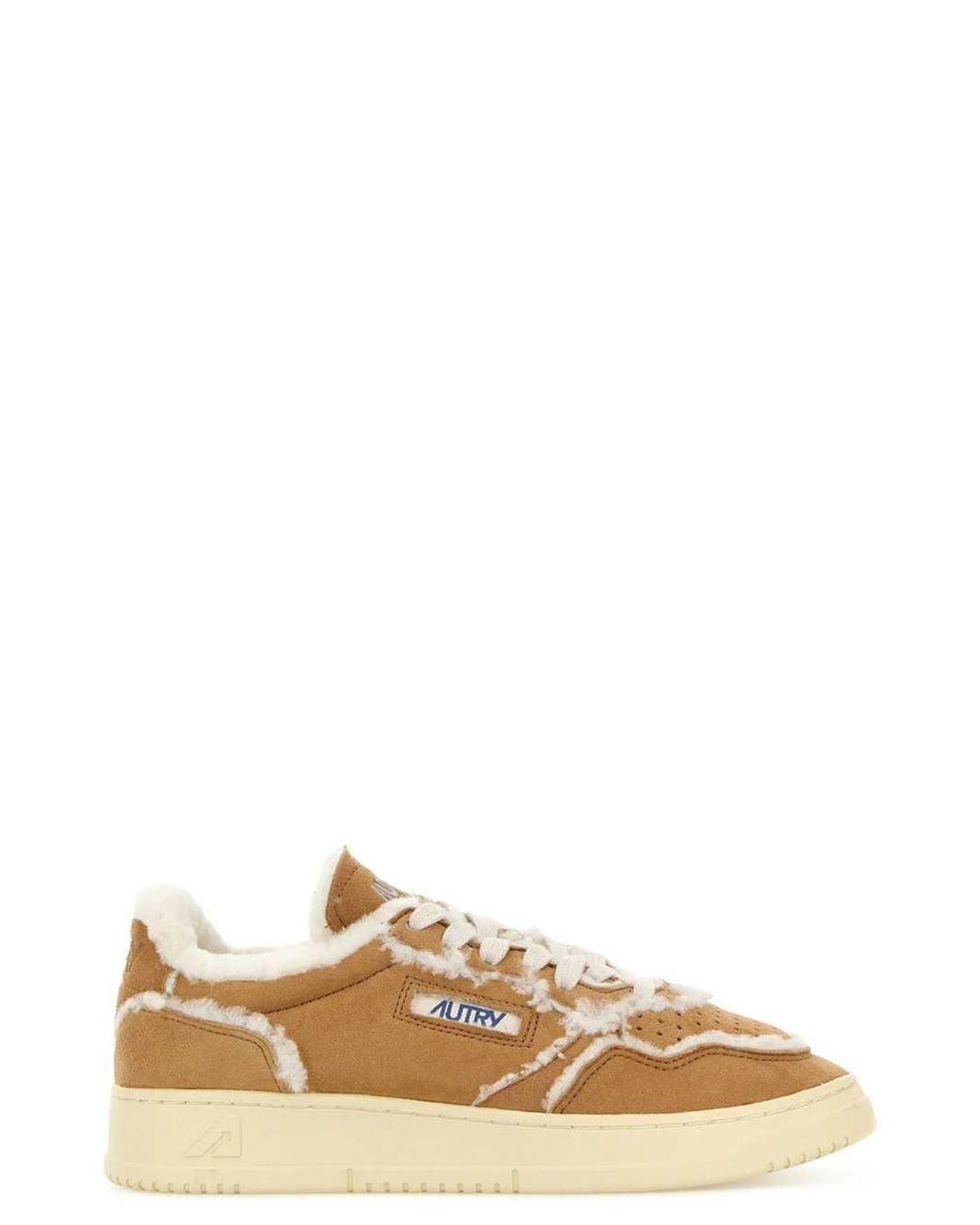 Autry Natural Medalist Shearling Lined Suede Sneakers