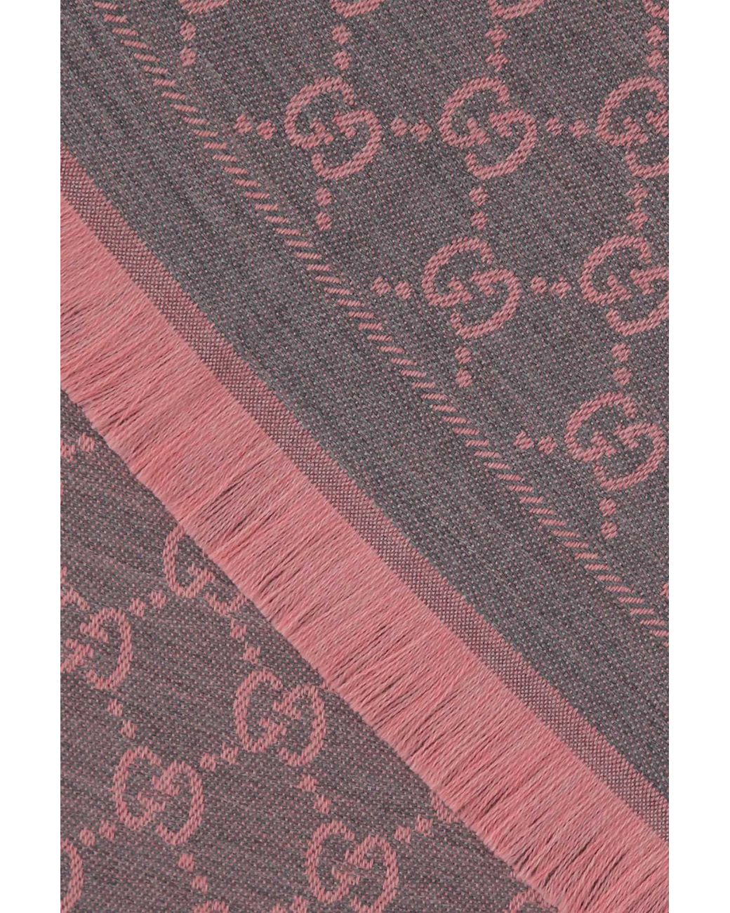 Gucci Purple Embroidered Wool Scarf