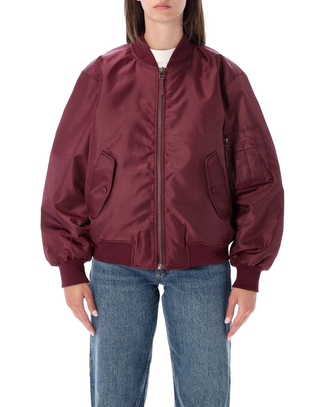 Anine Bing Red Silk-Look Wrap Coat