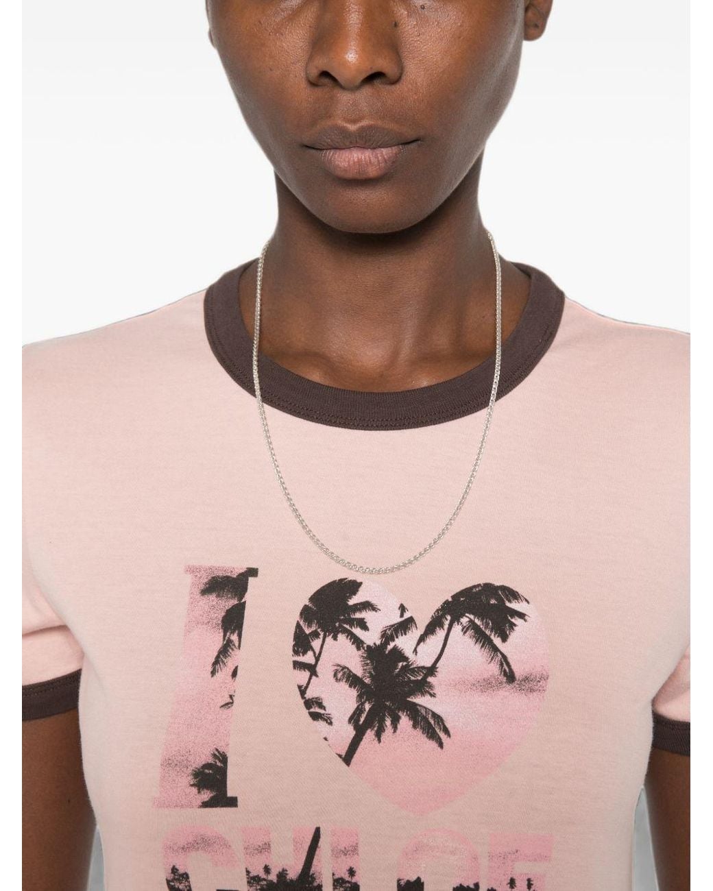 Chloé Pink Printed Cotton T Shirt