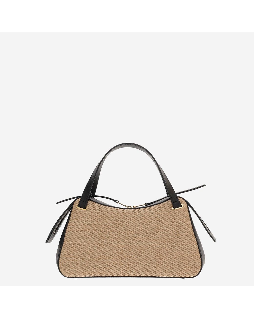 Jil Sander Brown Dune Leather And Rafia Bag