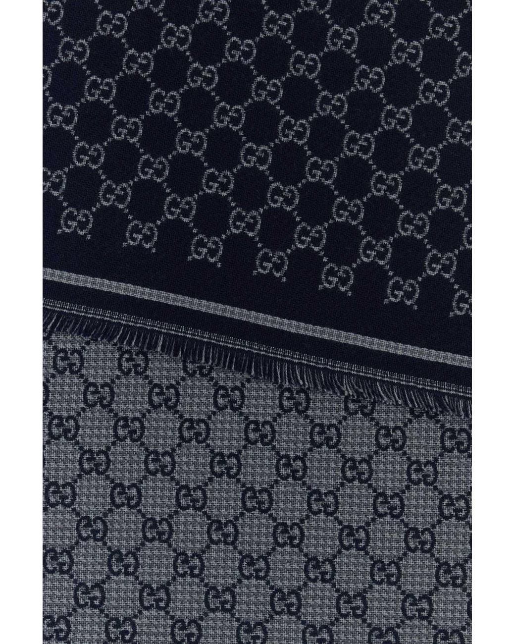 Gucci Blue Gg Jacquard Scarf