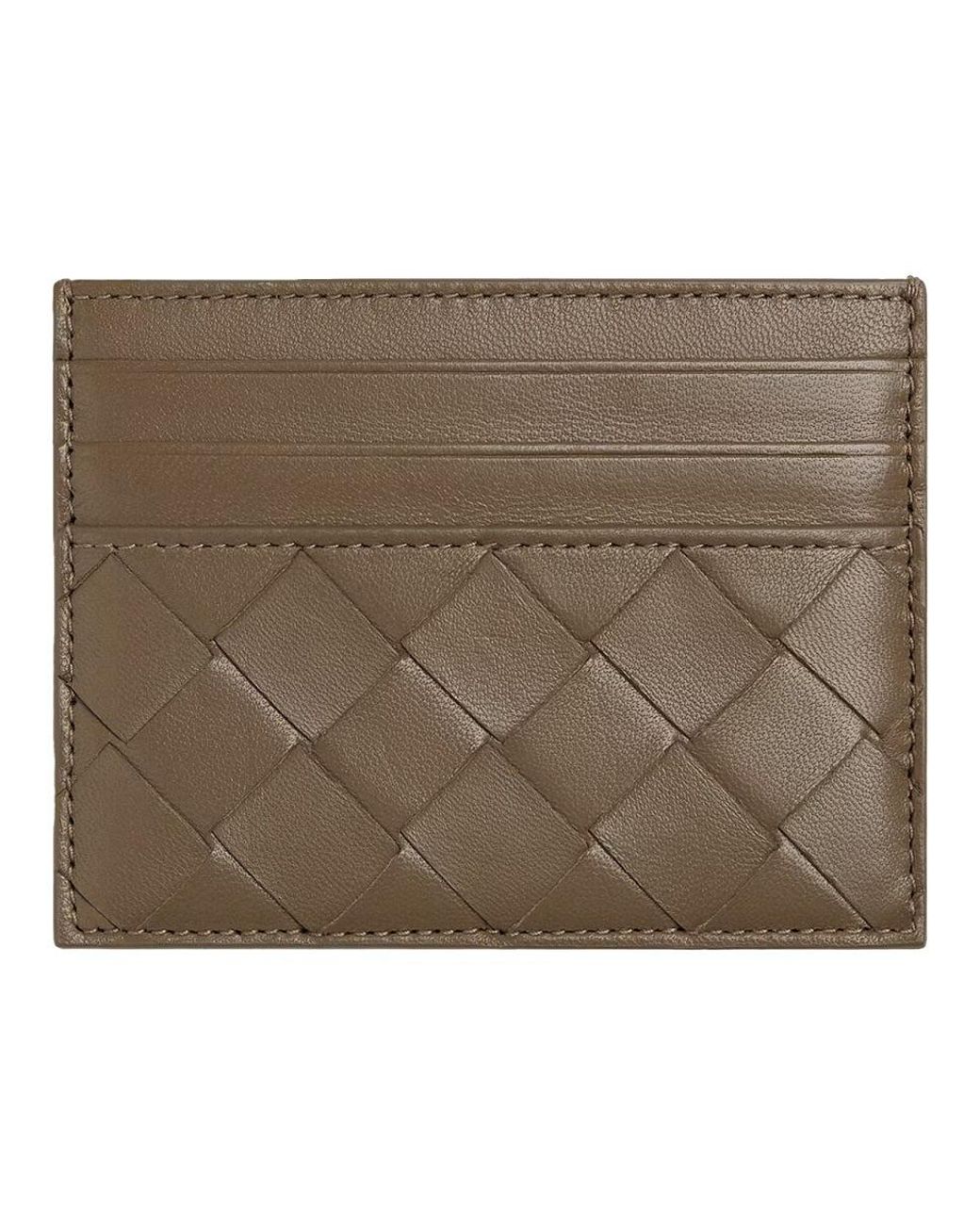 Bottega Veneta Brown Woven Leather Card Case