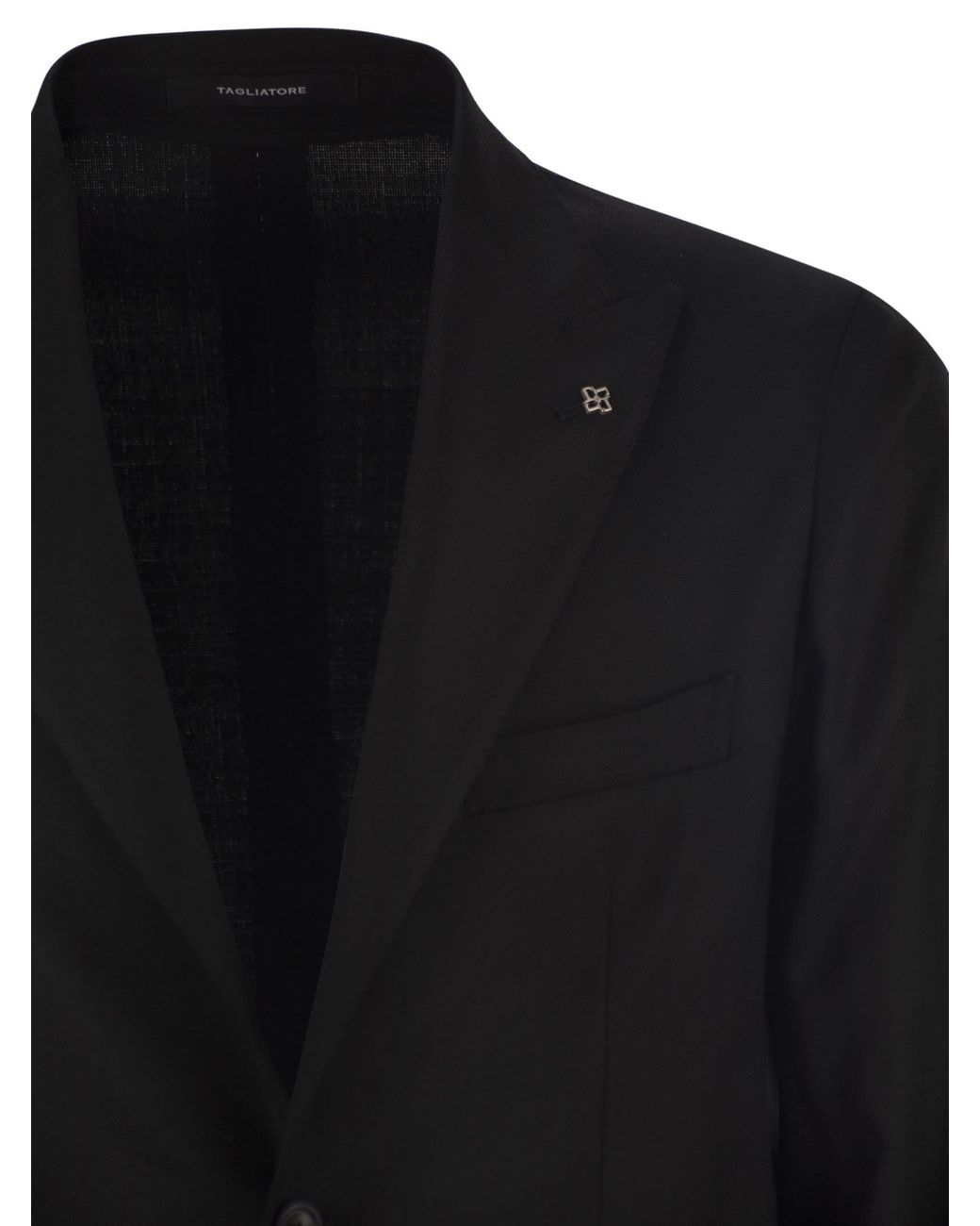 Tagliatore Black Two-Button Wool Jacket for men