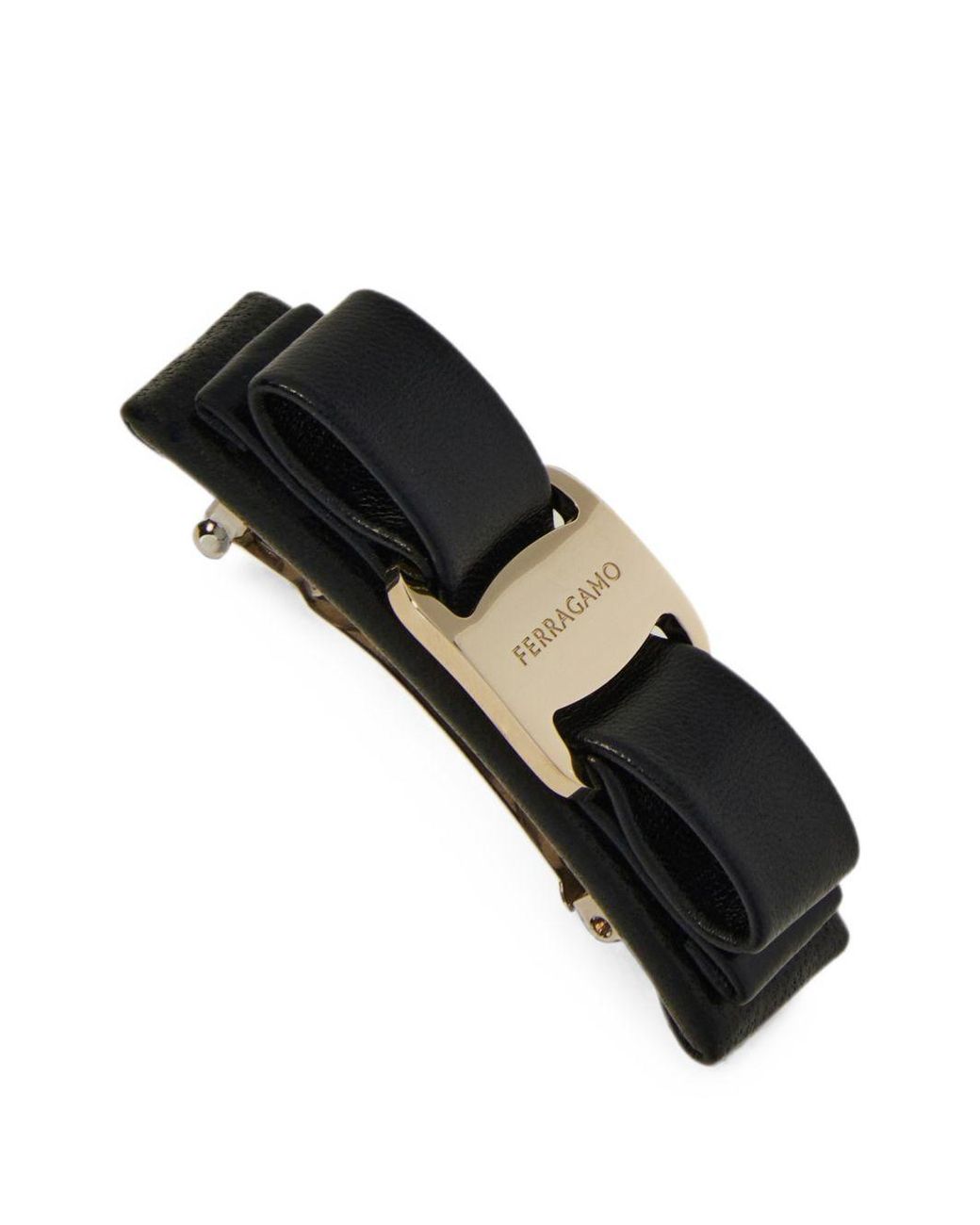 Ferragamo White Vara Leather Hair Clip