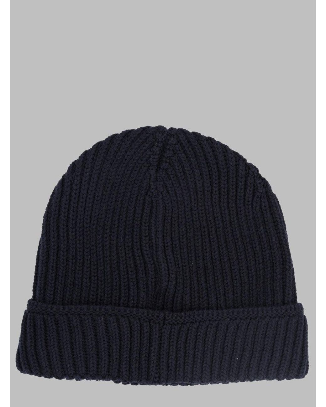 Premiata Blue Ribbed Knit Beanie Hat for men