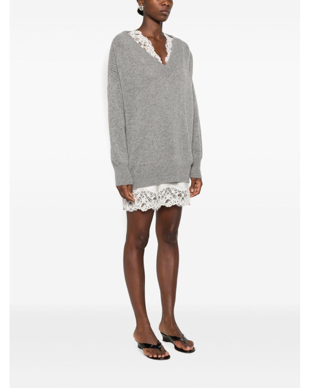 Ermanno Scervino Gray Cashmere Mini Dress
