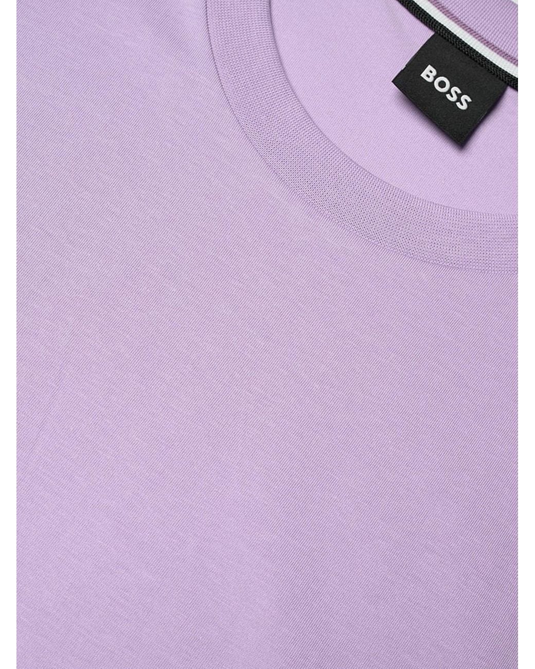 Boss Purple Cotton T Shirt With Logo for men